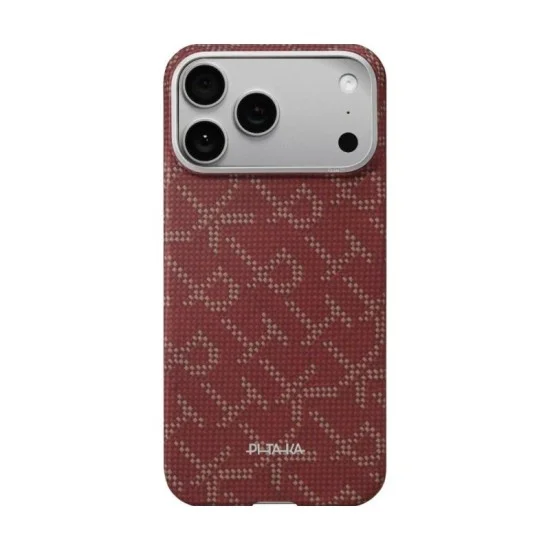 Pitaka Monogram Ultra Slim Case for iPhone 17 Pro Max - Gold / Red